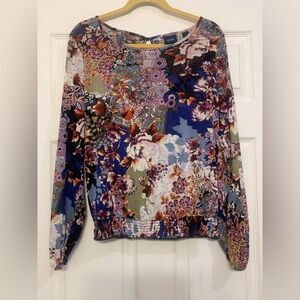 Day Trip Y2K Floral Mesh Long Sleeve Small Blouse.              3081